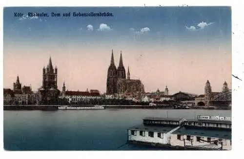 [Ansichtskarte] 5000 KÖLN - DEUTZ, Rhein - Badeanstalt und Blick über den Rhein, Verlag Wollstein - Berlin. 