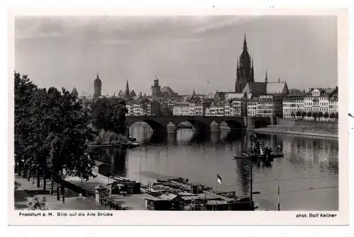[Ansichtskarte] BINNENSCHIFFE - MAIN; BAGGERSCHIFF vor Frankfurt, 1937. 