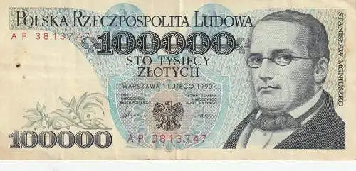 POLEN / POLSKA - 1990, 100000 Zloty, gebraucht