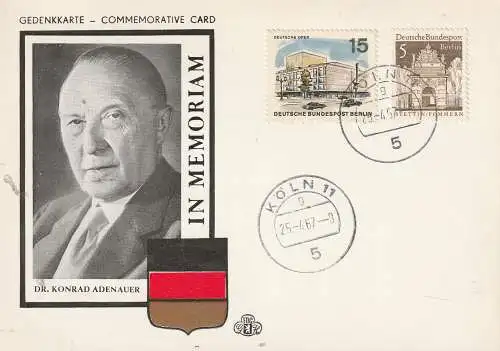 POLITIK - KONRAD ADENAUER, Gedenkkarte zum Tode Adenauers