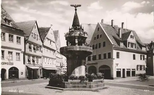 8880 NÖRDLINGEN, Kunstbrunnen und Umgebung, Verlag Hildenbrand