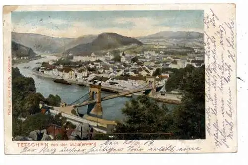 [Ansichtskarte] BÖHMEN & MÄHREN / TETSCHEN - BODENBACH / DECIN von der Schäferwand, 1901, österr. Frankatur. 