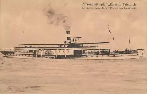 [Ansichtskarte] BINNENSCHIFFE - RHEIN, Köln - Düsseldorfer "KAISER FRIEDRICH". 