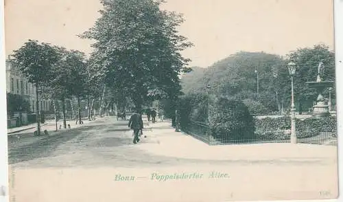 [Ansichtskarte] 5300 BONN, Poppelsdorfer Allee, Strassenbahn - Schlagbäume (Bonner Talweg ?), ca. 1900. 