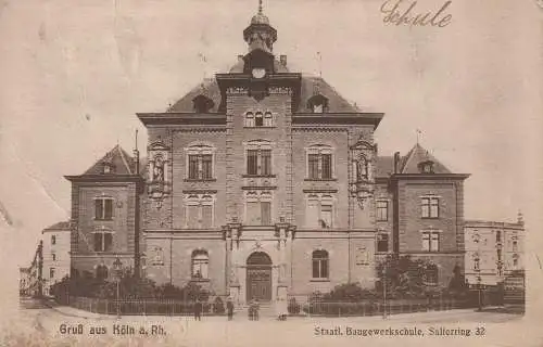 [Ansichtskarte] 5000 KÖLN, Salierring 33, Baugewerkschule, 1922, Verlag von Nordheim. 