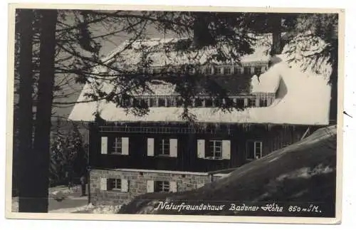 7580 BÜHL, Naturfreundehaus Badener Höhe im Winter, 1952