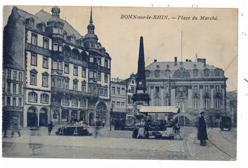 [Ansichtskarte] 5300 BONN, Marktplatz, kärgliches Angebot, 1924, franz. Besatzungszeit. 