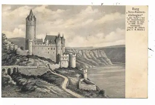 [Ansichtskarte] 5422 LORELEY - SANKT GOARSHAUSEN, Burg Neu - Katzenelnbogen, ca. 1600, Künstler-Karte. 
