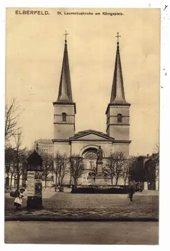 [Ansichtskarte] 5600 WUPPERTAL - ELBERFELD, Königsplatz, St. Laurentiuskirche, Litfaßsäule, 1910. 