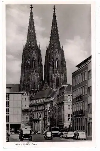 [Ansichtskarte] 5000 KÖLN, Unter Sachsenhausen, Blick auf den Dom, Oldtimer, 1952. 