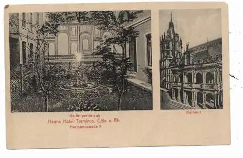 [Ansichtskarte] 5000 KÖLN, Harms Hotel terminus, Hermannstrasse 9, gartenpartie. 