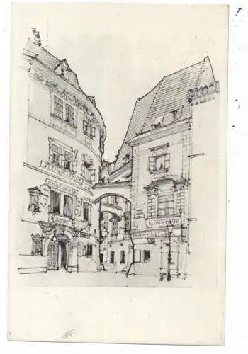 A 1000 WIEN, Griechenbeisel, Architekten-Vereinigung Wiener Bauhütte, Künstler-Karte Prof. Lepuschütz