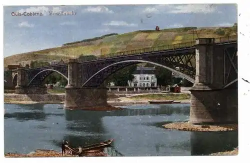 5400 KOBLENZ - GÜLS, Hotel Kreuter, Moselbrücke, 1919