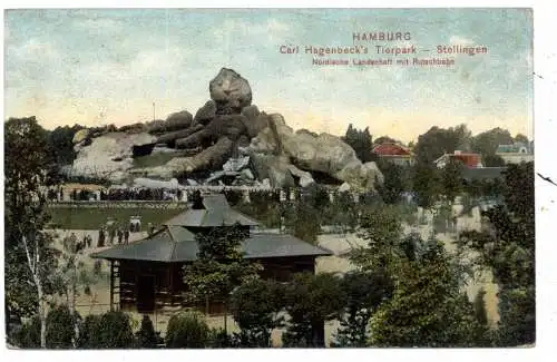 [Ansichtskarte] 2000 HAMBURG - STELLINGEN, Hagenback Tierpark / Zoo, Nordische Landschaft mit Rutschbahn, Verlag Trenkler, 1907. 