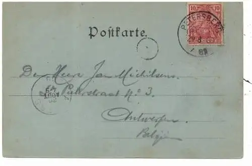 [Ansichtskarte] 5480 REMAGEN, Apollinaris Kirche in den Weinbergen, Mondschein - Karte, Poststempel Petersberg, 1900. 