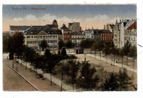 [Ansichtskarte] 5300 BONN, Münsterplatz, Beethovendenkmal, Hauptpost, 1921. 