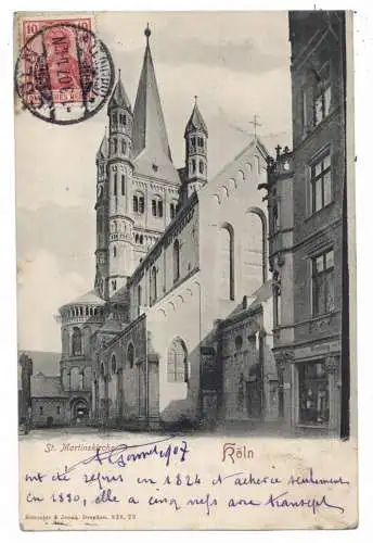 [Ansichtskarte] 5000 KÖLN, Kirchen, Groß St. Martin, 1907 noch zugebauter heutiger Eingang. 