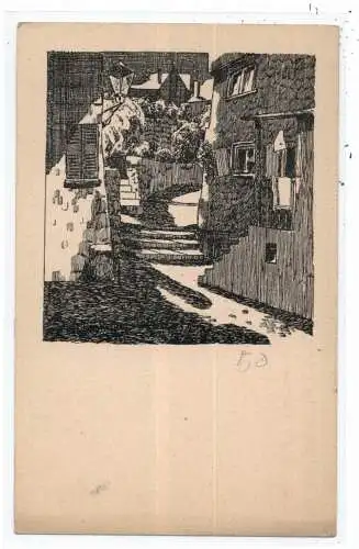 [Ansichtskarte] 6250 LIMBURG, Malerischer Winkel am Römer, Künstler-Karte Otto Ackermann - Pasing, Verlag Pernat, 1918. 