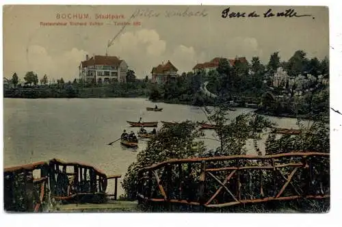 [Ansichtskarte] 4630 BOCHUM, Stadtpark, Restaurant Richard Velten, 1910. 