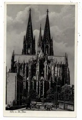 [Ansichtskarte] 5000 KÖLN, Blick von der Hohenzollernbrücke auf den Kölner Dom, 1950. 