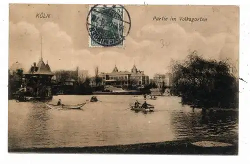 [Ansichtskarte] 5000 KÖLN, Volksgarten, Kahnweiher, 1907. 
