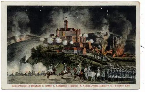 [Ansichtskarte] 6240 KÖNIGSTEIN, Historische Ansicht 1792, Angriff der Preussen. 