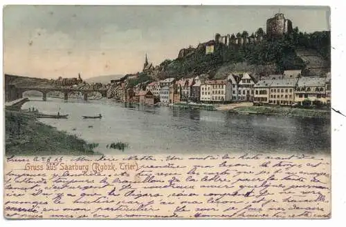 [Ansichtskarte] 5510 SAARBURG, Panorama, color, 1901. 