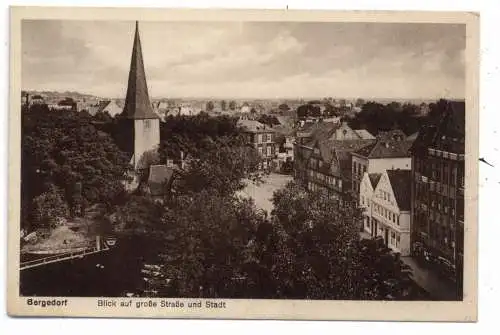 [Ansichtskarte] 2000 HAMBURG - BERGEDORF, Blick auf große Straße und Stadt, Verlag Kumm. 