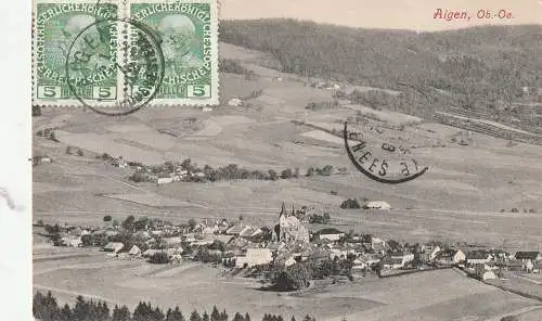 A 4160 AIGEN & SCHLÄGL im Mühlviertel, Blick über den Ort, 1912