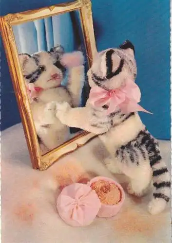 [Ansichtskarte] SPIELZEUG / TOYS - STEIFF - KATZE im Spiegel. 