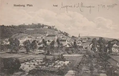 [Ansichtskarte] 6650 HOMBURG, Gesamtansicht, 1918. 