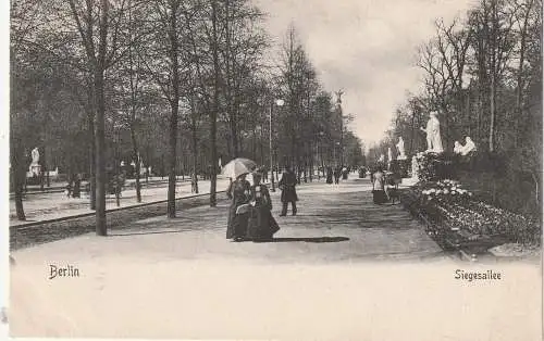 [Ansichtskarte] 1000 BERLIN - TIERGARTEN, Siegesallee, ca. 1900, Jahrhundertmode. 