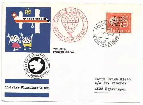 [Ansichtskarte] BALLON - FLUGTAGE OLTEN 1971. 