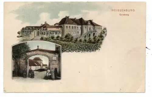 [Ansichtskarte] F 67160 WEISSENBURG / WISSEMBOURG, Geissenberg inmitten der Weinreben, 2 Ansichten, ca. 1908. 