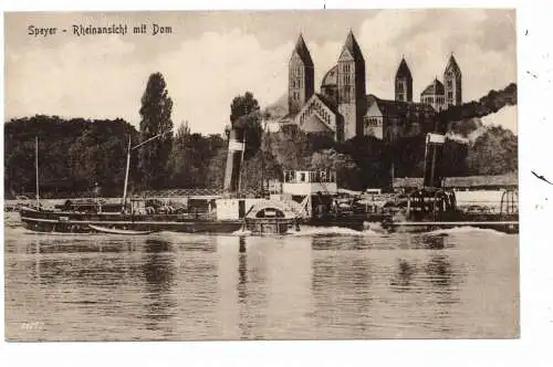 [Ansichtskarte] BINNENSCHIFFE - RHEIN, Frachtschiff "STADT STRASSBURG HP II" vor Speyer. 