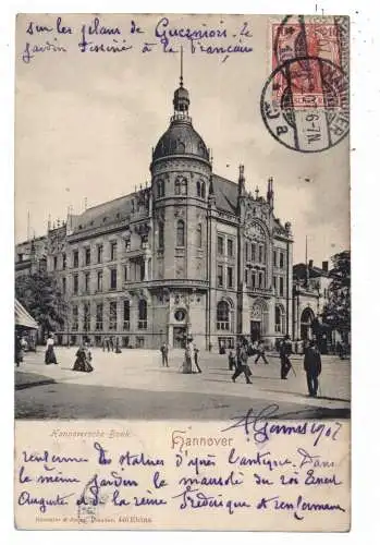 [Ansichtskarte] 3000 HANNOVER, Hannoversche Bank, 1907. 
