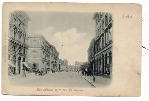 [Ansichtskarte] 7000 STUTTGART, Königsstrasse gegen den Schlossplatz, animierte Szene, ca. 1900. 