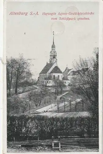 0-7400 ALTENBURG, Herzogin Agnes Gedächtniskirche vom Schloßpark gesehen