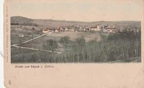 F 68130 ASPACH / Altkirch, Panorama, color, ca. 1900, kl. Eckknick