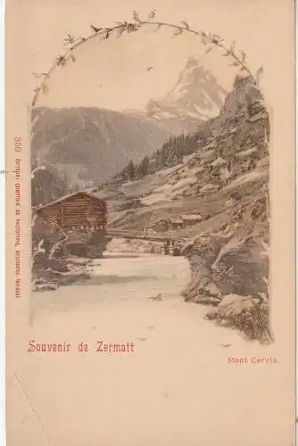 [Ansichtskarte] CH 3920 ZERMATT VS, Souvernir de Zermatt, ca. 1900, kl. Druckstelle. 