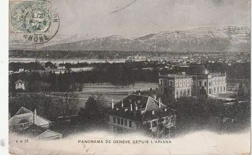 [Ansichtskarte] CH 1200 GENF / GENEVE GE, Panorama depuis l'Ariana, 1904. 