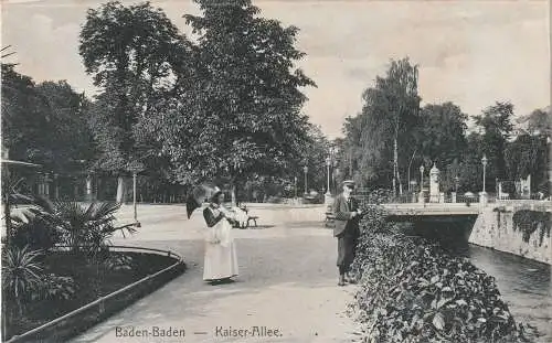 [Ansichtskarte] 7570 BADEN - BADEN, Kaiserallee, Kindermädchen, Parkwächter, Verlag Salzer. 