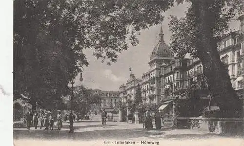 [Ansichtskarte] CH 3800 INTERLAKEN BE, Höheweg, animierte Szene, 1913, Verlag Brienz. 