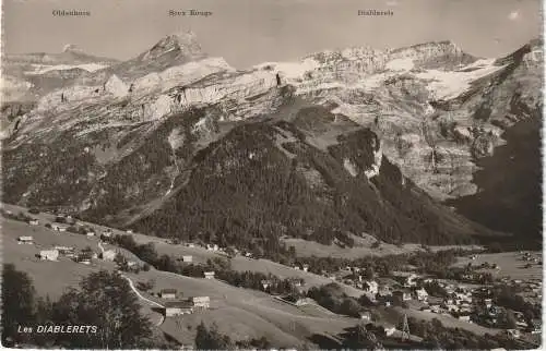 [Ansichtskarte] CH 1865 LES DIABLERETS VD, Blick über den Ort und Oldenhorn / Seex Rouge / Diablerets. 