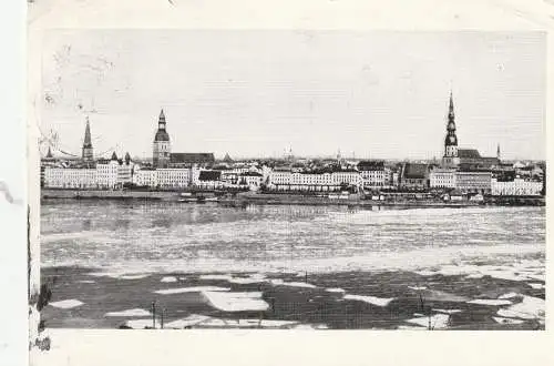 LATVIJA / LETTLAND - RIGA, Eisgang auf der Düna, Nachkriegskarte