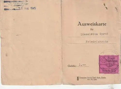 PERSONALAUSWEIS SBZ 1945