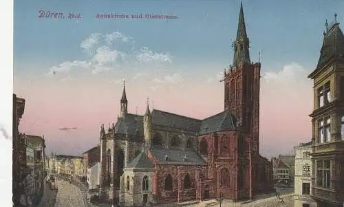[Ansichtskarte] 5160 DÜREN, Annakirche und Oberstrasse, Verlag Peters. 