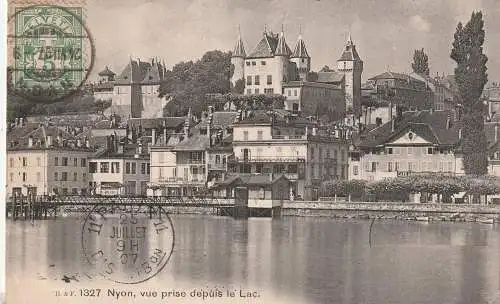 [Ansichtskarte] CH 1260 NYON VD, Blick vom See, 1907. 