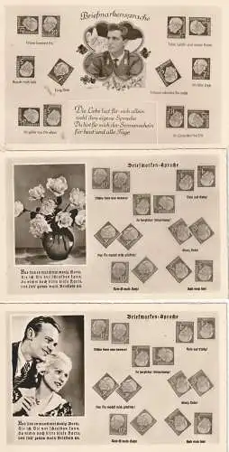 BRIEFMARKEN - SPRACHE, 8 verschiedene AK, 50er Jahre