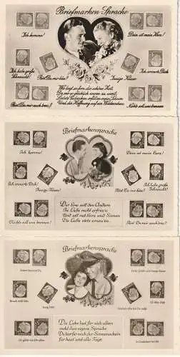 BRIEFMARKEN - SPRACHE, 8 verschiedene AK, 50er Jahre